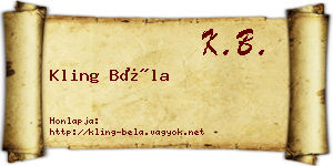 Kling Béla névjegykártya